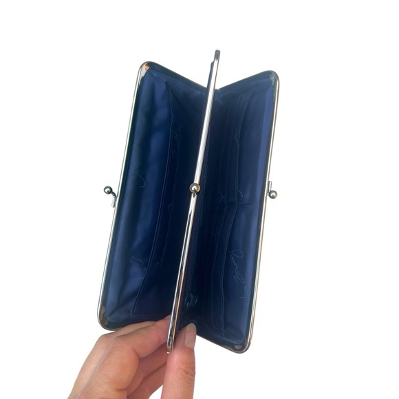 Vera Bradley Double Snap Wallet Paisley Teal Blue Clutch MultiColor Flowers - Picture 9 of 9